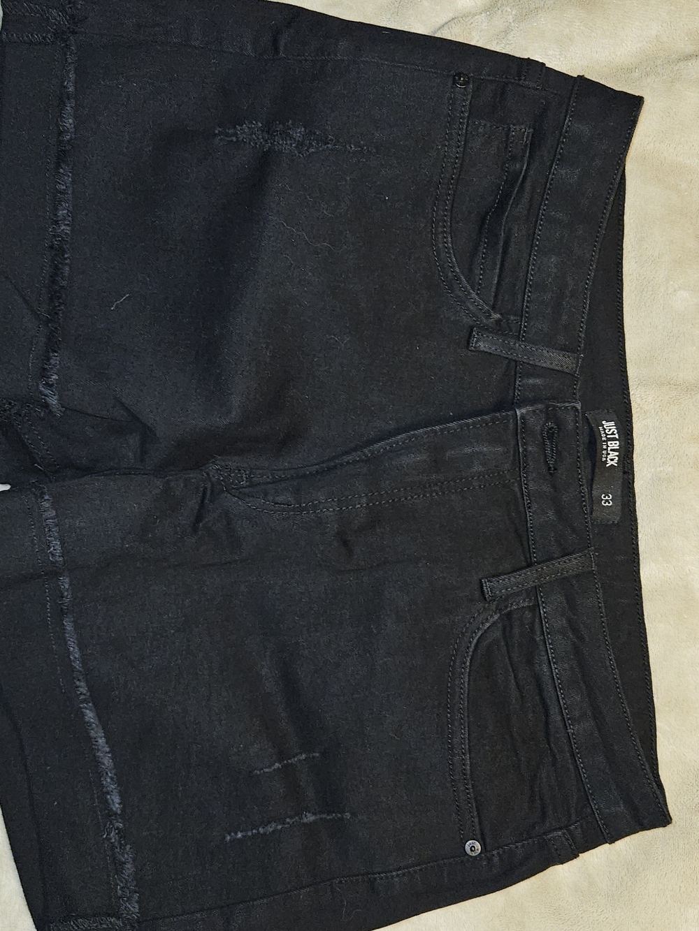 Just Black Women's Black Distressed Denim Jean Shorts